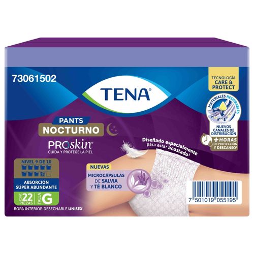 Ropa Interior Desechable Tena Pants Nocturno Talla G - 22 Uds