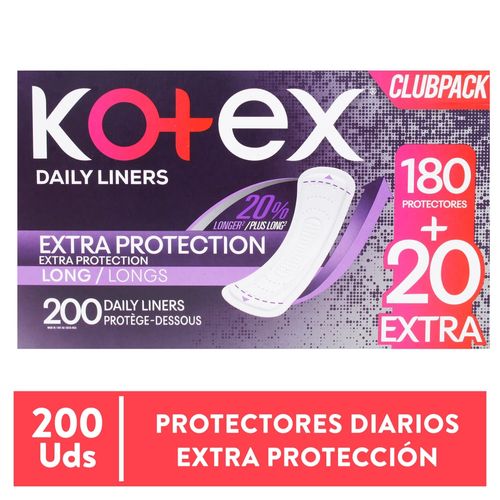 Protectores Kotex diarios largos - 200 Uds