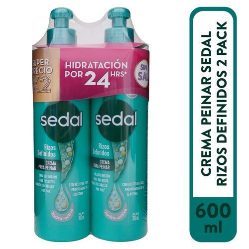 2 Pack Crema Para Peinar Sedal Rizos Definidos -300ml