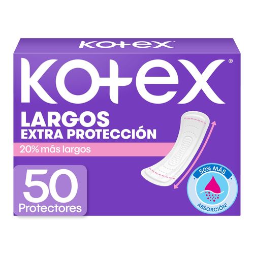 Protectores Diarios Kotex Largos Extra Protección -50 Uds