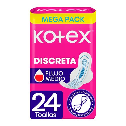 Toallas Higiénicas Femeninas Kotex Discreta -24 Uds