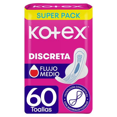 Toallas Femeninas Kotex Discreta - 60 Unidades