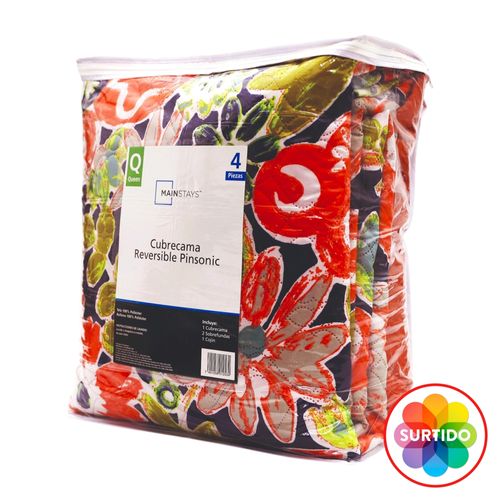 Cubrecama Mainstays reversible pinsonic queen - 4 pzas