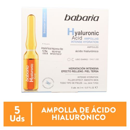 Ampollas Hidratantes Babaria, Ácido Hialurónico - 5 uds