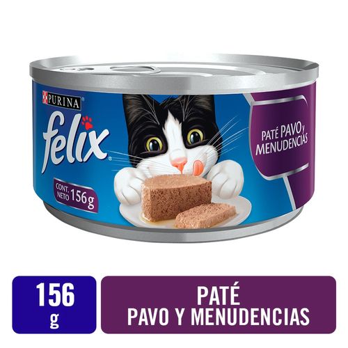 Alimento Húmedo Gato Adulto Purina Felix Paté Pavo Menudencias -156g
