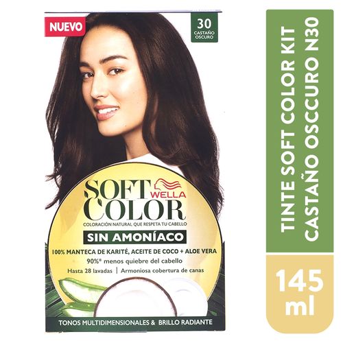 Tinte para cabello Soft Color sin amoniaco tono no.30 castaño oscuro - 145 ml