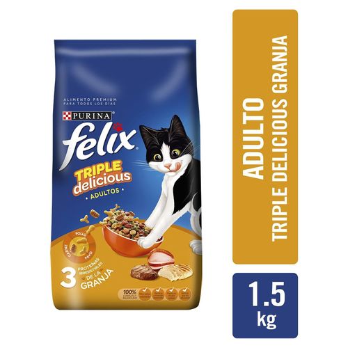 Alimento Purina Felix para gatos adultos triple delicious - 1.5 kg