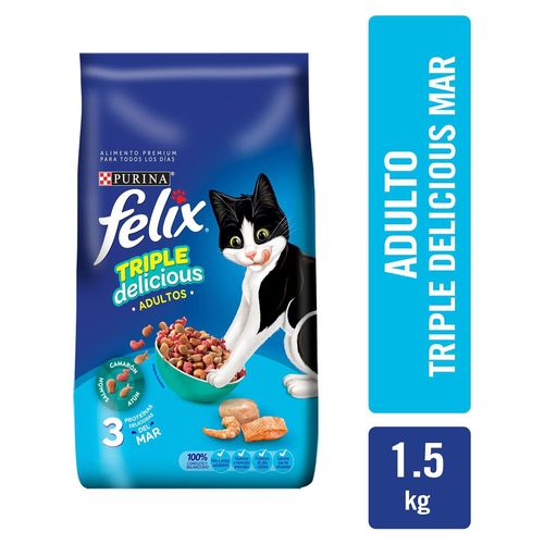 Alimento Gato Adulto Purina Felix Triple Delicious Mar - 1.5 kg