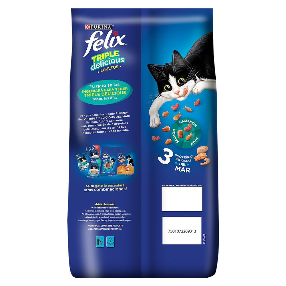 Alimento para Gatos Felix adulto Triple delicious mar 1.5 kg