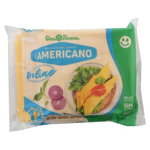 Queso Dos Pinos procesado tipo americano in line 12 Uds - 192 g