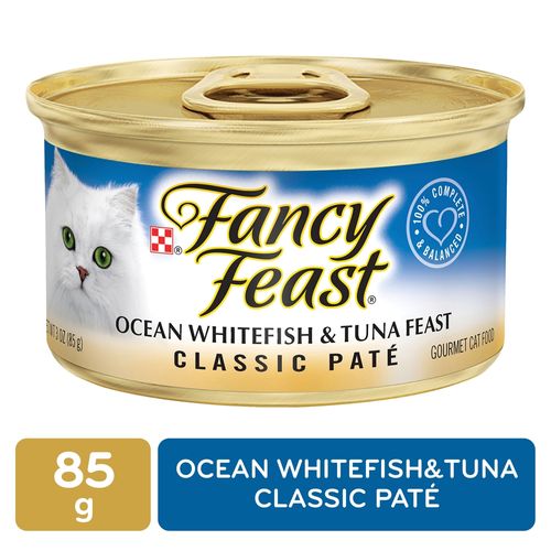 Alimento húmedo Purina para gato fancy feast ocean whitefish & tuna feast - 85 g