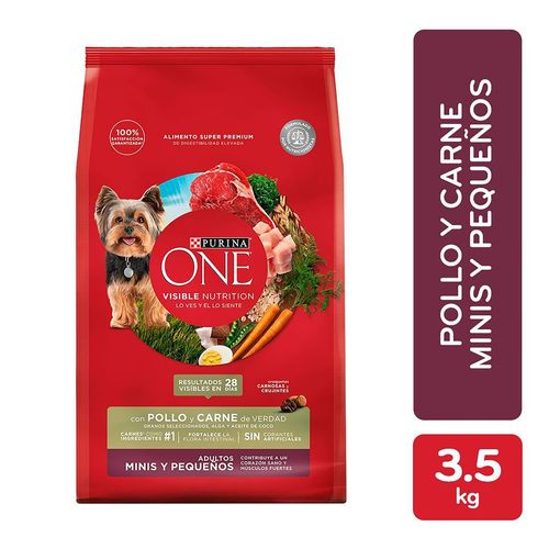 Alimento Para Perro Adulto Purina One Pollo/Carne Minis y Pequeños - 3.5 kg
