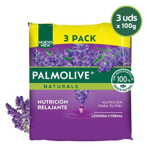 Jabón Corporal Palmolive Naturals Nutrición Relajante Lavanda Y Crema 3 Pack -300g