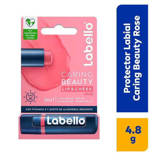 Pretectir labial Labello caring beauty 3 en 1 rose - 4.8 g