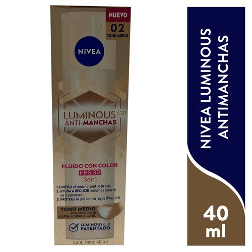 Crema Nivea luminous anti manchas tono medio 30 fps - 40 ml