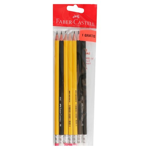Lapices Faber Castell Ecolápiz 3 Amarillos y 3 Negros Blister