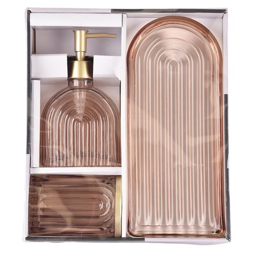 Accesorios para baño Home Trends color rosado - 3 Pzas