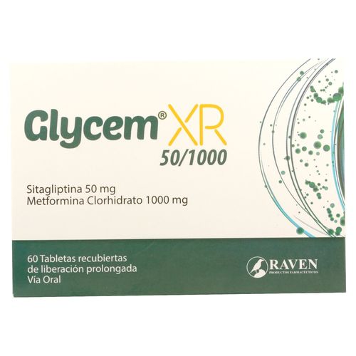 Diabetes y Tiroides Raven Glycem Xr 50 g 1000 60 Tabletas