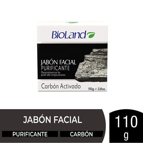 Jabón Facial Purificante Bioland Barra Carbón Activado - 110 g