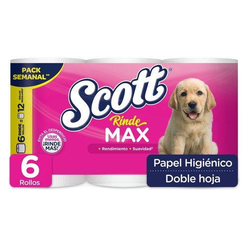 Papel Higiénico Scott Rindemax Doble Hoja - 6 Rollos