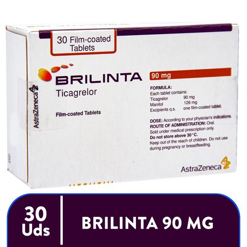 Antiplaquetario Brilinta 90 mg caja 30 comprimidos - Precio indicado por caja