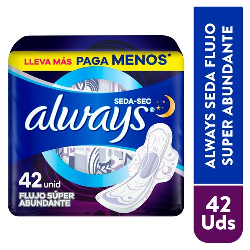Toallas Femeninas Always Seda-Sec Nocturna -42 Uds