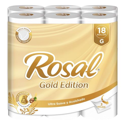 Papel Higiénico Rosal Gold 18 Rollos 350 hojas - 3000 g
