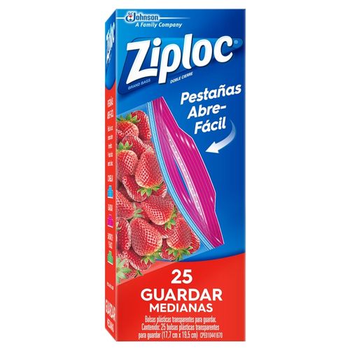 Bolsa Reutilizable Ziploc Multiusos Medianas - 25 Uds
