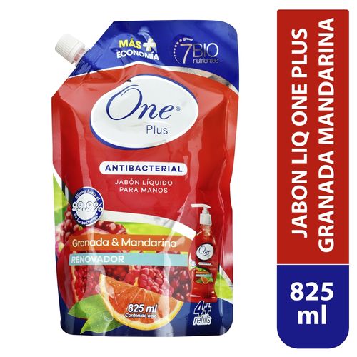 Jabón Liquido One Plus Antibacterial Granada Mandarina - 825ml