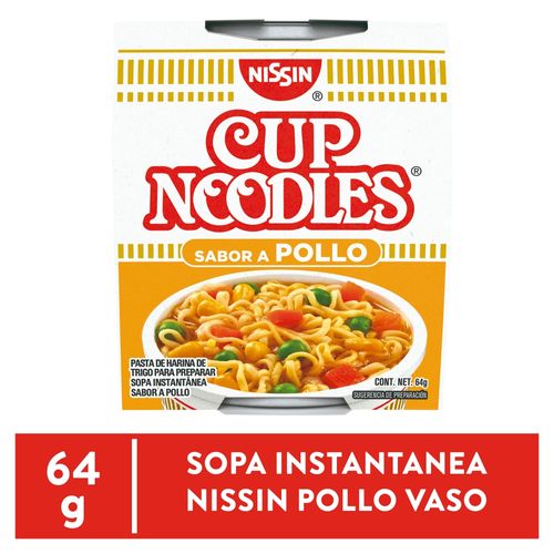 Sopa Instantánea Nissin Cup Noodles Sabor Pollo Vaso - 64 g