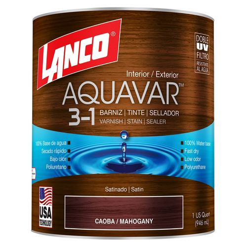 Barniz Lanco Base Agua Color Caoba Satinado - 1gal