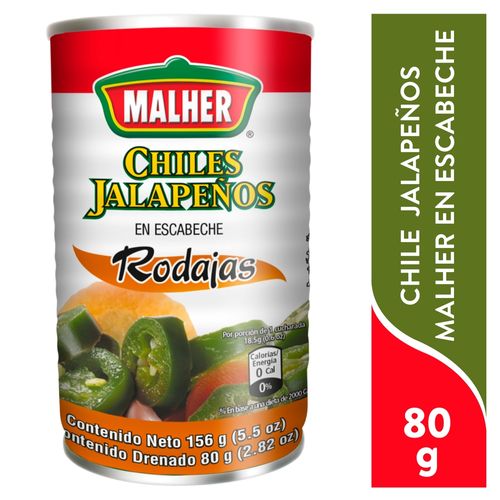 Chiles jalapeños Malher rodajas en escabeche lata - 156 g