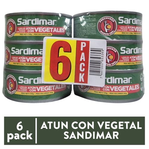 Atún Sardimar Vegetales 6 Pack  - 630 g