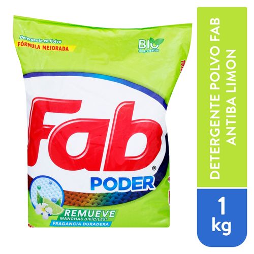 Detergente En Polvo Fab Antibacterial Medio Limón - 1000 g