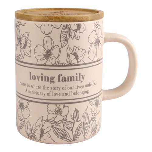 Taza Hometrends de porcelana con tapa bambú -400 ml
