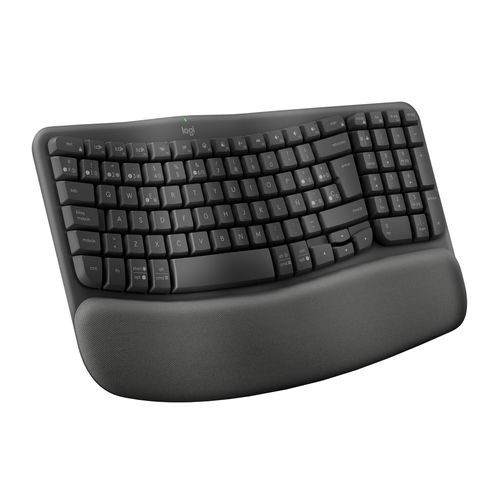 Teclado Ergonómico Inalámbrico Logitech Wave Keys con reposamanos Negro