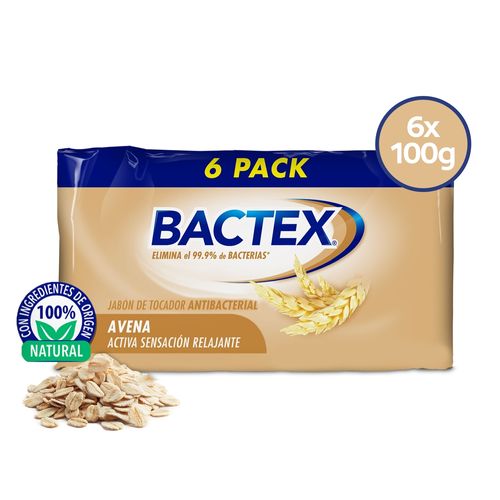 Jabón Corporal Bactex, Antibacterial Avena, 6 Pack -600 g