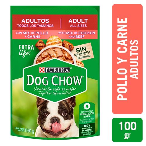 Alimento húmedo Purina Dog Chow para perro adulto todos los tamaños sabor pollo y carne - 100 g