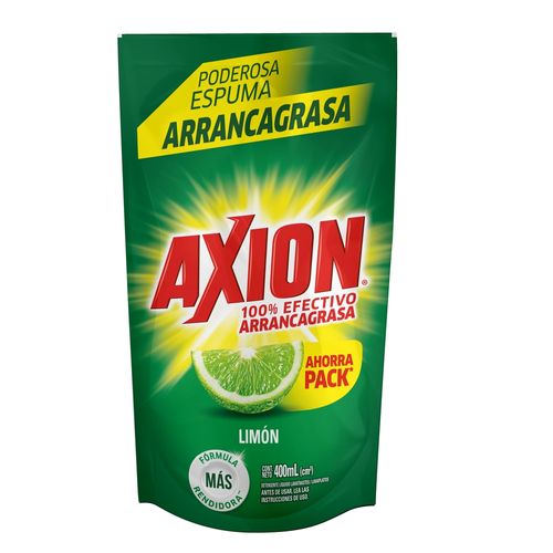 Lavaplatos Líquido Axion Limón, Arrancagrasa Doy Pack - 400ml