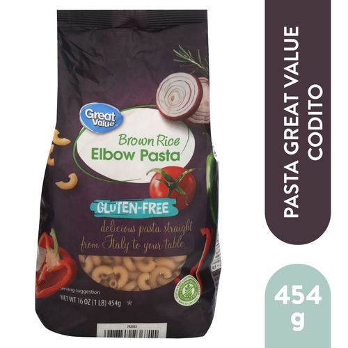 Pasta Great Value coditos libres de gluten - 454 g