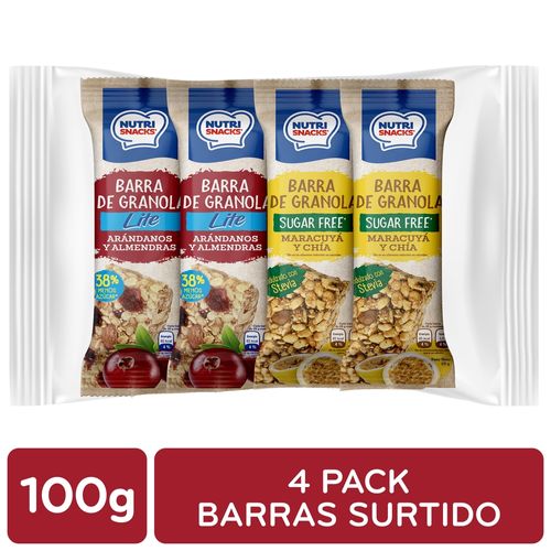 Barras de granola Nutrisnacks surtidas 4 Pack - 100 g