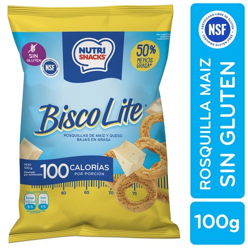 Rosquillas Nutrisnacks maíz y queso biscolite bajas en grasa y libres de gluten - 100 g