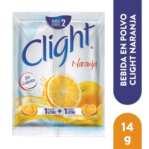 Bebida En Polvo Clight Sin Calorías Sabor Naranja Sobre - 14g