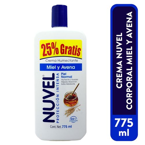 Crema Nuvel Corporal Miel Y Avena 750Ml