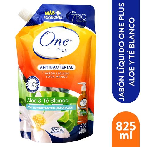 Jabón One Plus Líquido Aloe Te Blanco -825ml