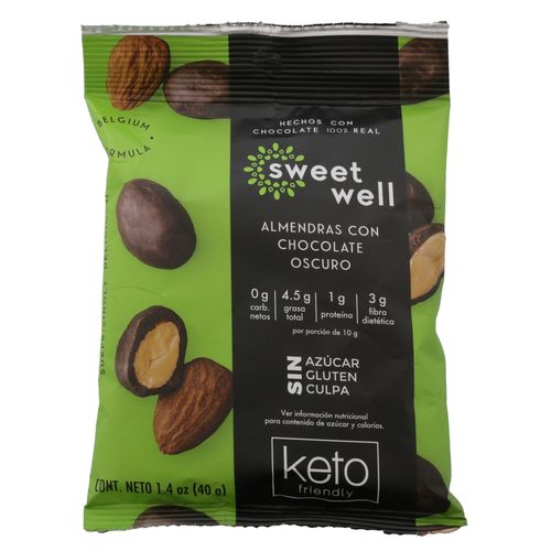 Chocolate Sweetwell semiamargo con almendras libre de gluten y azúcar - 40 g