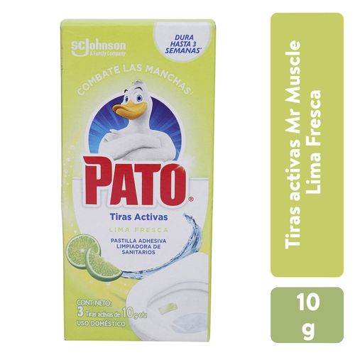 Limpiador Baño Pato Tiras Activas Lima Fresca Pastillas Sanitario - 3 Uds