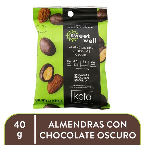 Chocolate Sweetwell semiamargo con almendras libre de gluten y azúcar - 40 g