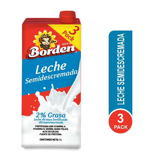 Leche Borden Semidescremada 3 Pack - 3000 ml