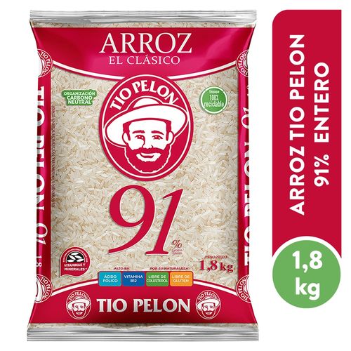 Arroz Tío Pelón 91% grano entero - 1800 g